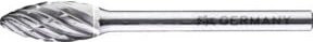 PFERD Hartmetall Hochleistungsfrässtift ALLROUND Flamme B silber, Durchmesser: 6 mm, Länge: 13 mm, Schaft-Durchmesser: 3 mm, universal grob - Bild 1