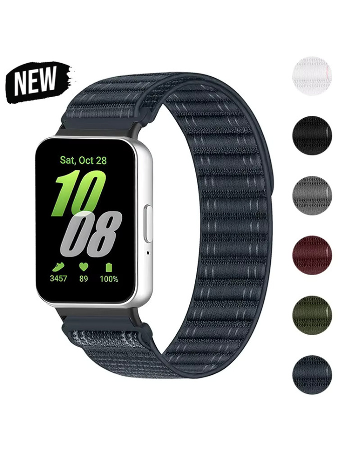 CAOWTAN Uhrenarmband Nylon, Schwarz, Unisex, Samsung Galaxy Fit 3 - Bild 7