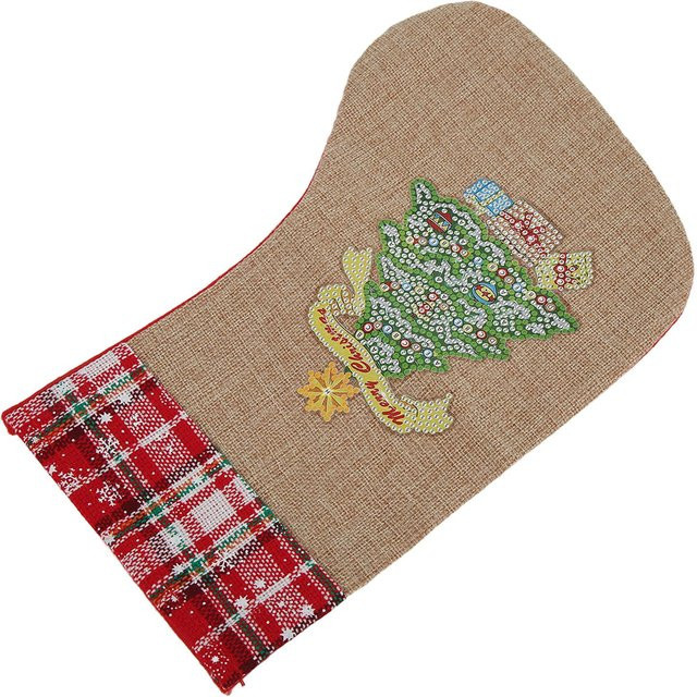 Wosawe Weihnachtsstrümpfe aus Leinen und Flanell in heller Farbe als hängende Feiertagsdekoration - Bild 1