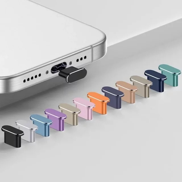 Metall-Staubschutzstecker für iPhone 17 Pro Max 16 15 Serie mit USB-C Anschluss in Blau - Bild 1