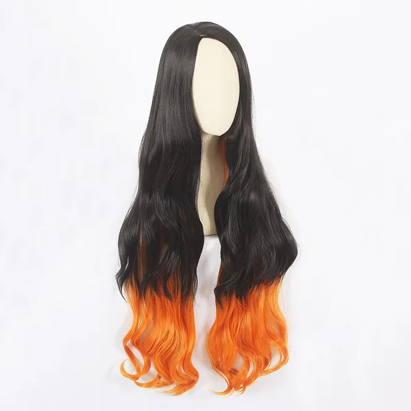 HAIRJOY Kamado Nezuko Cosplay-Perücke, Kunsthaar, lang, lockig, gewellt - Bild 2