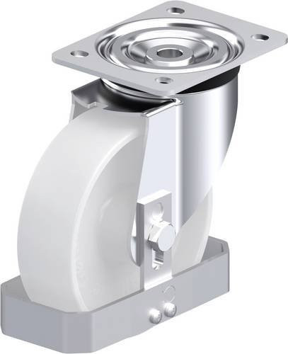 Blickle L-PO 160XR-FS Stahlblech-Lenkrolle in Weiß mit 160 mm Rad-Durchmesser und 400 kg Tragfähigkeit - Bild 1