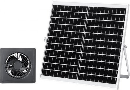 VEVOR Solar Ventilator mit 20W Solarpanel und Akku, Schwarz, Aluminium, 220 CFM Luftstrom und 2030 RPM für Gewächshäuser, Grow Tents und Hühnerställe - Bild 1