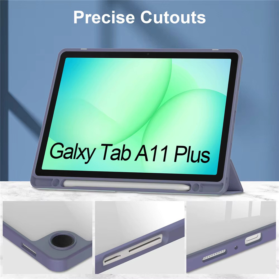 Smart Stand Acryl Schutzhülle für Samsung Galaxy Tab A11 Plus 11 Zoll 2025 mit Stifthalter in Lavender - Bild 4