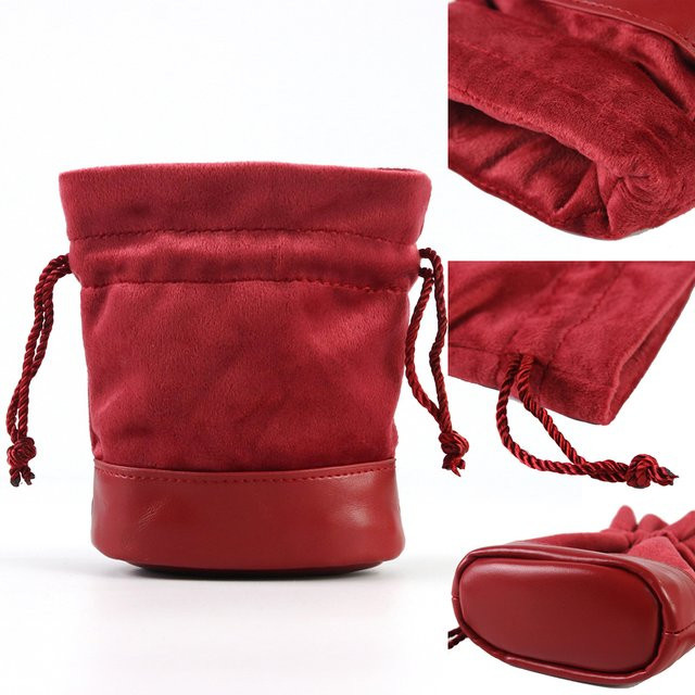 Dormia Würfeltasche, Rote Würfeltasche mit PU-Leder + Samt-Spleißdesign, Beutel mit Kordelzug - Bild 1
