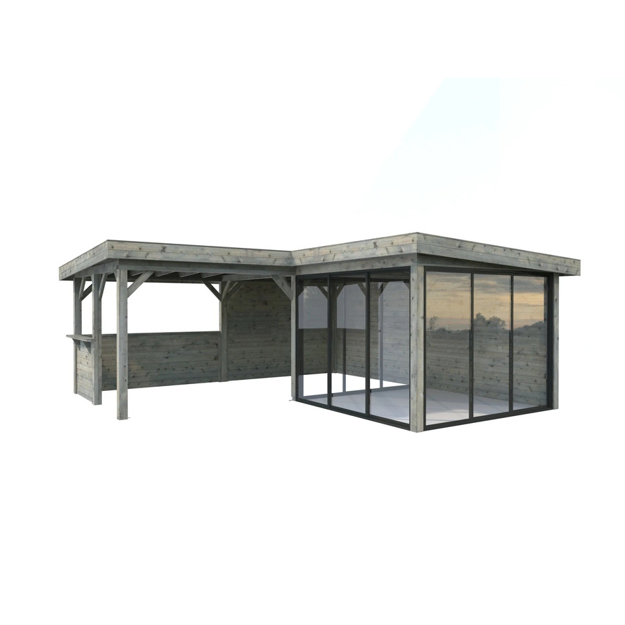 Palmako Pavillon Lenna Set 410 Slide Grau aus tauchgrundiertem Fichtenholz B/T: 588 x 588 cm - Bild 2