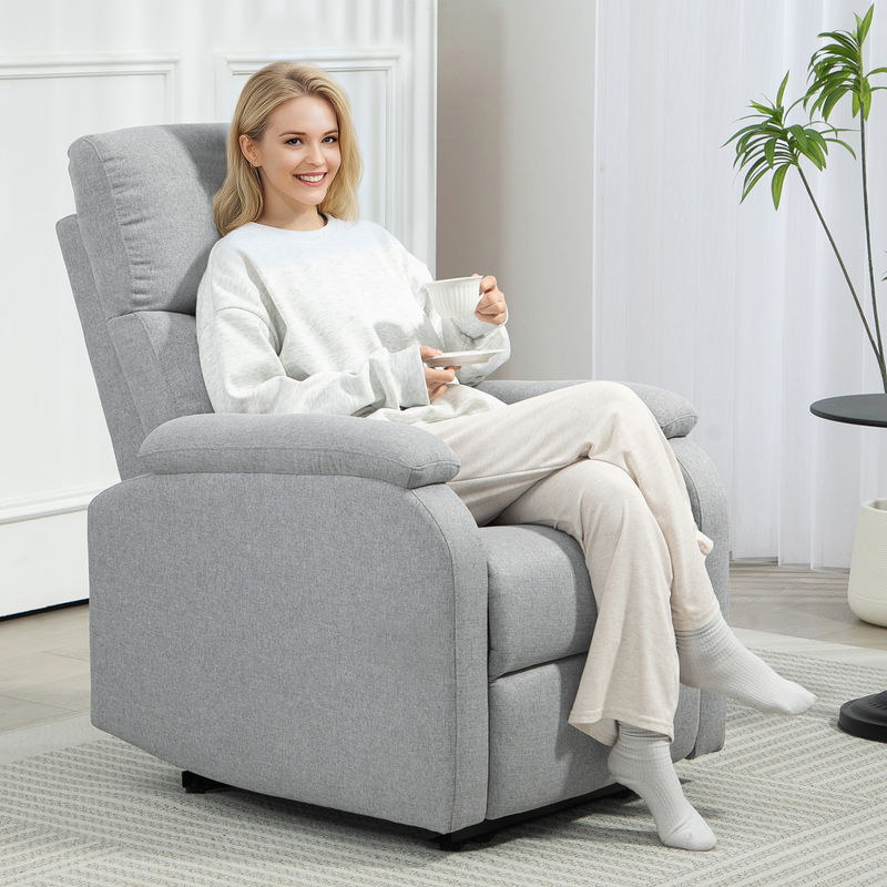 HOMCOM Relaxsessel mit Liegefunktion in Grau mit Leinenoptik und Taschenfederkern - Bild 2