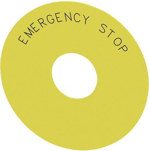 Siemens Unterlegschild rund EMERGENCY STOP Gelb Schwarz Ø 75mm 10 Stück - Bild 1