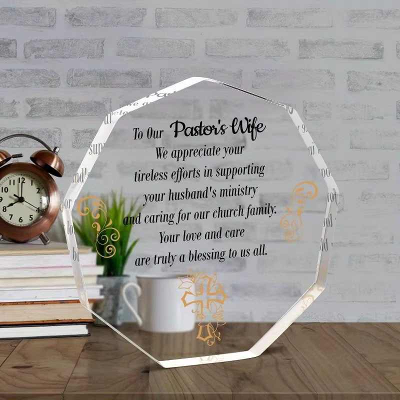 CIFBUY Dekoration aus Acryl für die Pfarrfrau, transparente 2D Tischdekoration mit LED-Licht und eleganter Typografie zur Anerkennung und zum Jahrestag - Bild 4