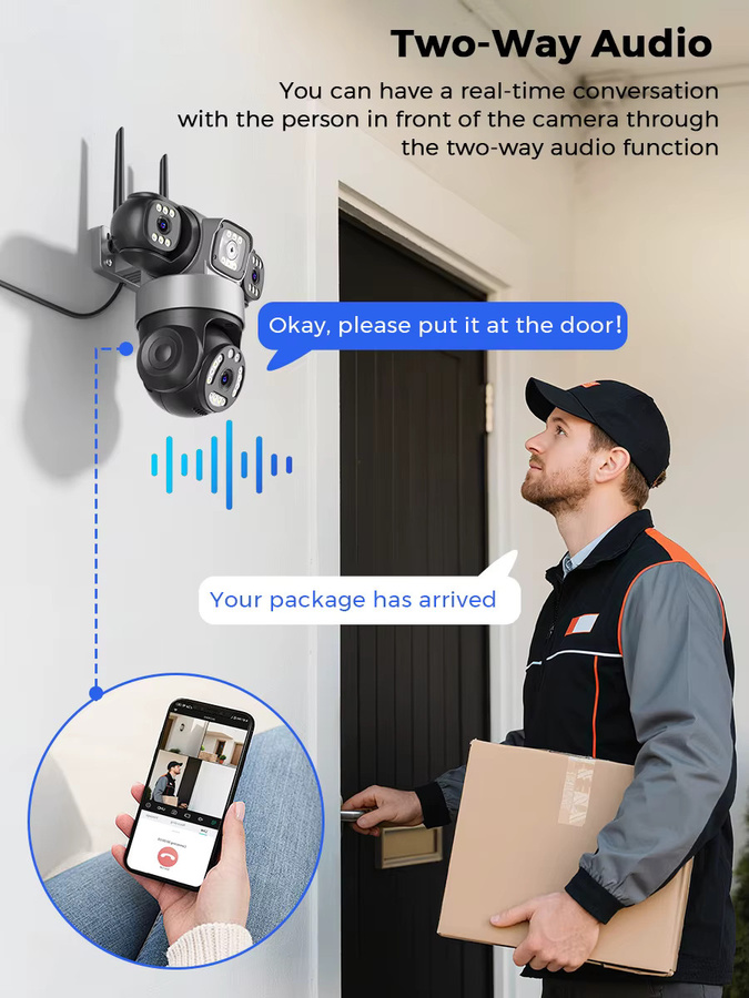 BESDER iCsee 6K 12MP HD WiFi IP Kamera Outdoor mit Drei-Bildschirm-Ansicht, AI Menschliche Erkennung und Wasserdichtigkeit für deine Videoüberwachung - Bild 2