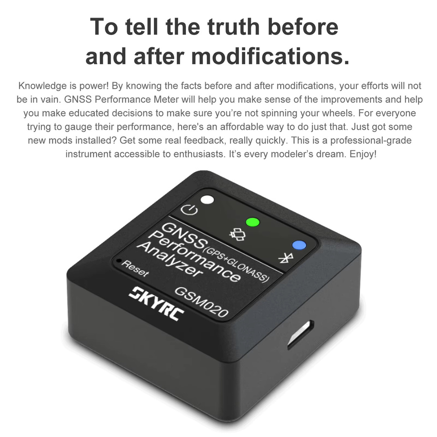 SkyRC GSM020 GNSS Leistungsanalysator und GPS Geschwindigkeitsmesser in Schwarz für RC-Autos, Hubschrauber, FPV Racing Drohnen und Quadcopter - Bild 3