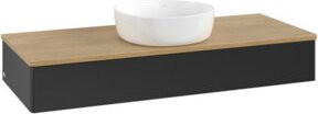 V&B Waschtischunterschrank Antao ohne Frontstruktur in Blau lackiert mit Eichenoptik, B/T/H: 120 x 50 x 19 cm - Bild 1