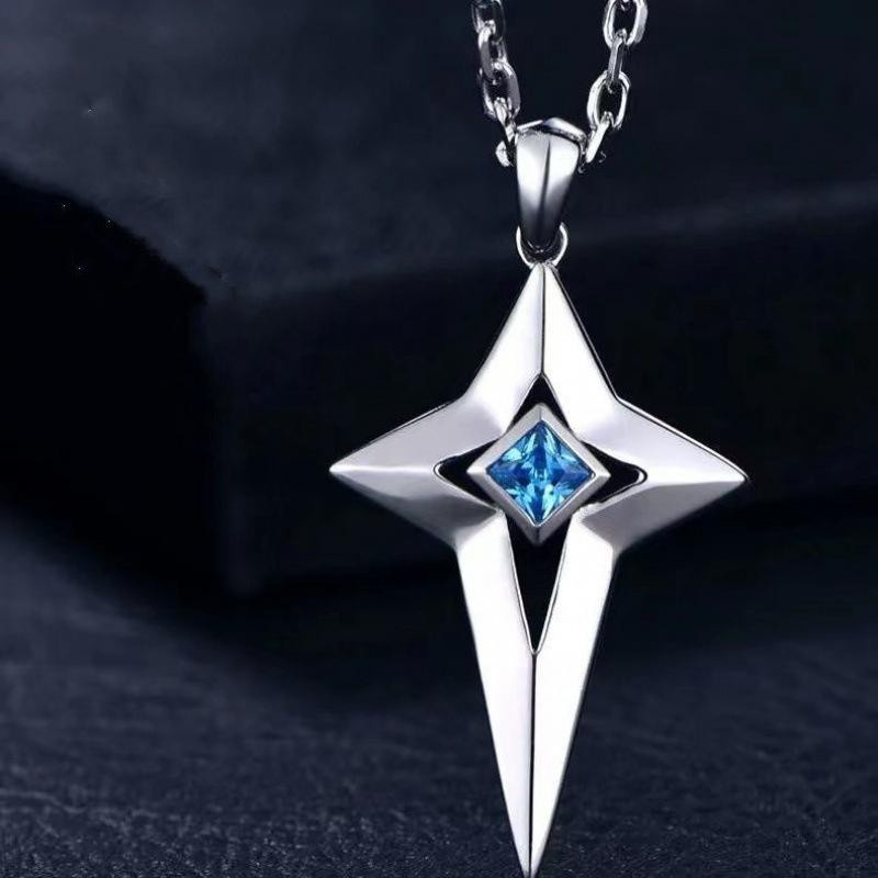 YIRAN Jewelry Anhänger Kreuz, Edelstahl, Blau, Sternförmig, Unisex - Bild 3