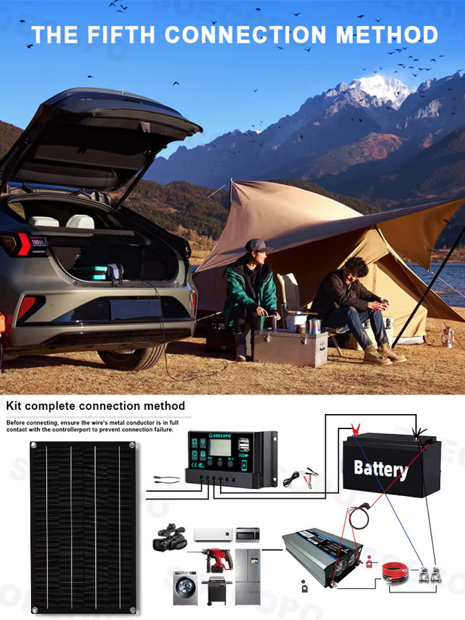 SOECOPO Solarsystem-Kit 30000W mit 600W Photovoltaik-Panel, Wechselrichter 12V/24V zu 110V/220V und 100A Regler in Schwarz für Zuhause und Camping - Bild 6