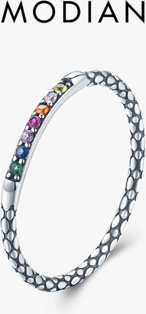 Modian Ring 925 Silber, Bunt, Zirkonia, Vintage, Damen - Bild 1