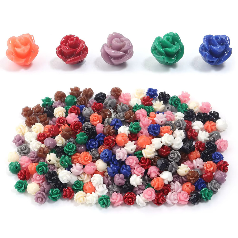 louleur Perlen Harz Korallen Blume, 7mm, Bunt, Unisex - Bild 3