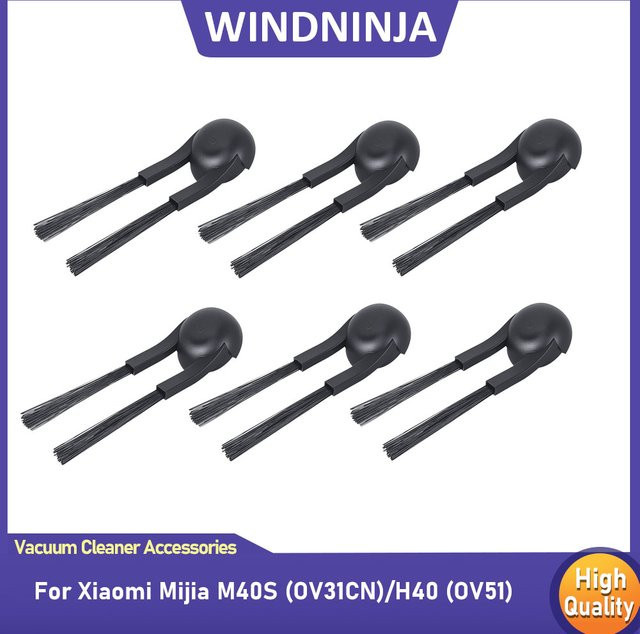 WINDNINJA Seitenbürste für Xiaomi Mijia M40S OV31CN und Mijia H40 OV51 Roboter-Staubsauger Ersatzteile, Schwarz - Bild 1