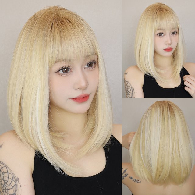 HAIRCUBE Bob-Perücke mit Pony, braun-blond, synthetisch, Damen - Bild 1