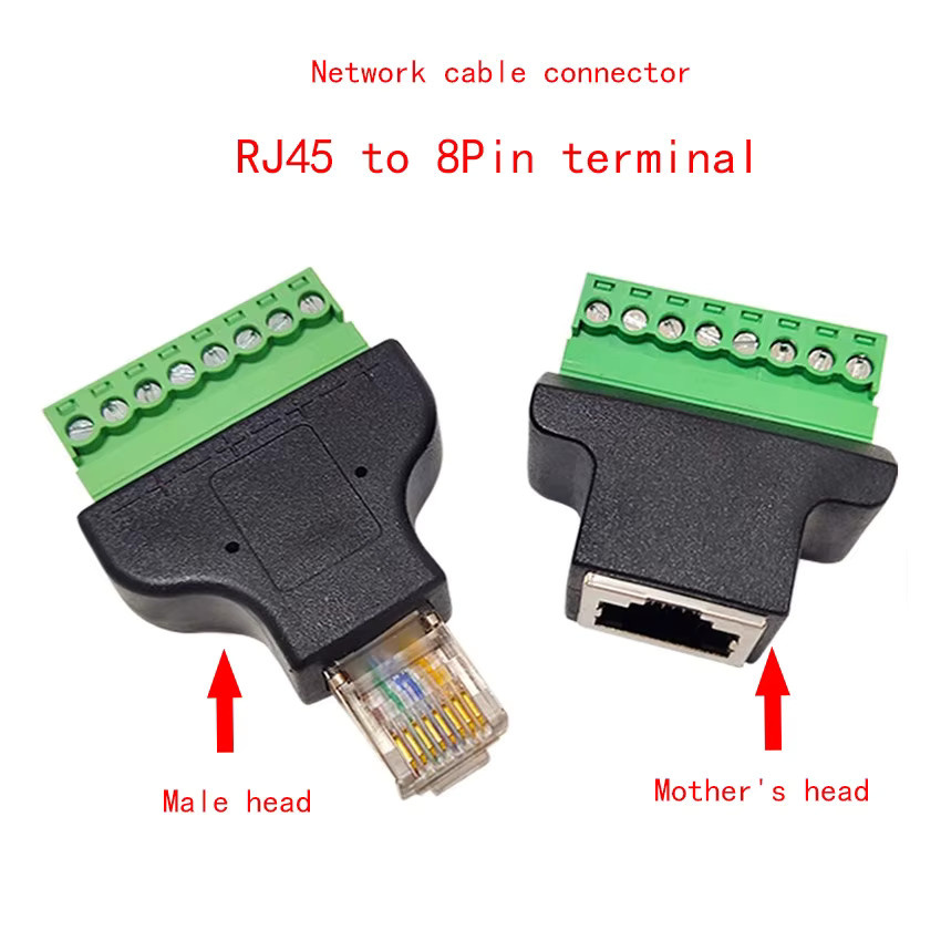JCD RJ45 auf Schraubklemmenblock Ethernet Netzwerkadapter 8-Pin Stecker und Buchse in Schwarz - Bild 3