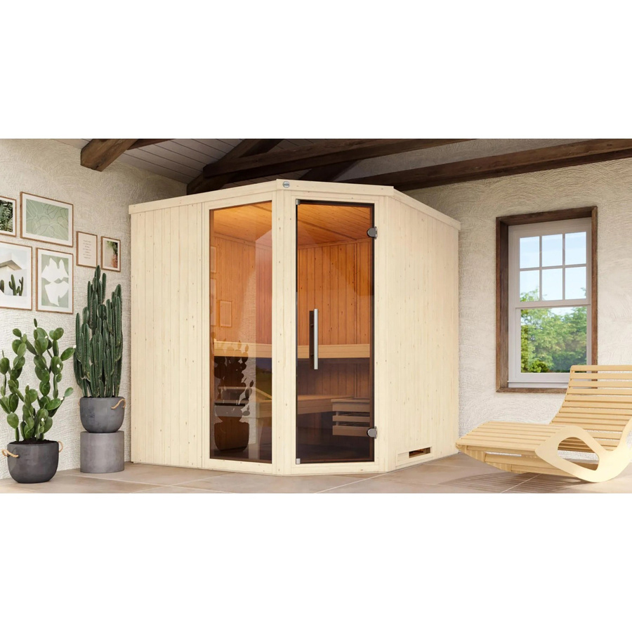 Weka Elementsauna Varberg 3 aus Fichtenholz in Braun, B/H/T: 194 x 199 x 194 cm - Bild 2