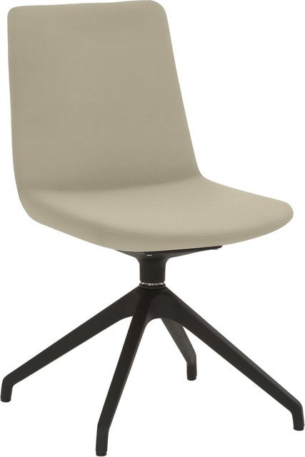 Mayer Sitzmöbel Stuhl mit Sternfuß-Gestell aus Mikrofaser in Lederoptik, Farbe Taupe/Schwarz, B/T/H: 48 x 55 x 85 cm - Bild 1