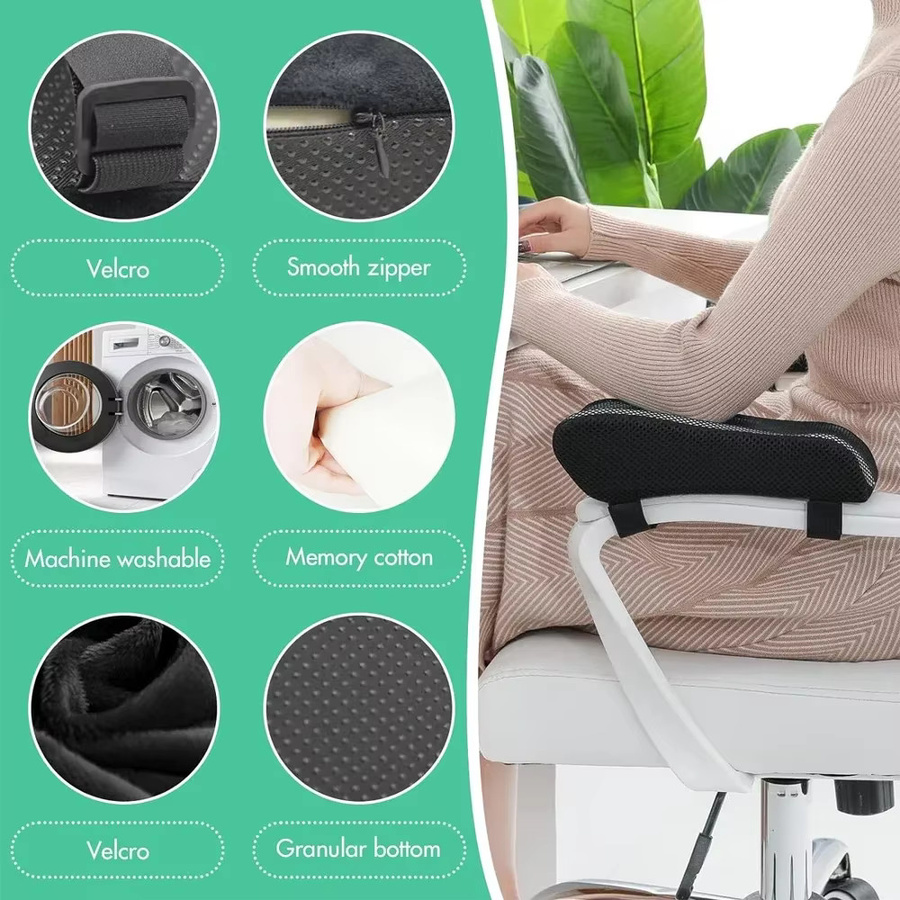 STAWHO Bürostuhl-Armlehnenpolster in Schwarz mit Memory-Schaum-Innenkern und ergonomischer Konturierung - Bild 4