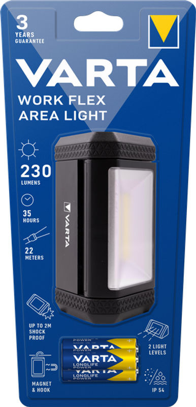 Varta Work Flex Area Light LED Arbeitsleuchte mit 200 lm, schwarz, magnetisch und verstellbar - Bild 2