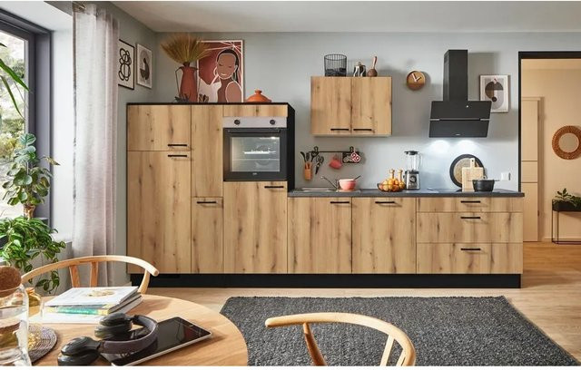 PINO Küchenzeile Evoke Eiche mit 1 Geräteschrank und 1 Apothekerschrank, Breite: 360 cm, Höhe: 174 cm, Tiefe: 60 cm - Bild 1