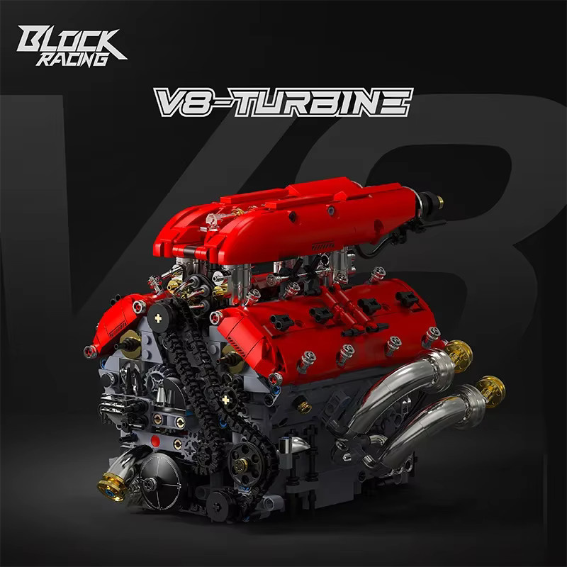 yaafun Technische V8 Motor Modell Bausteine Set, mit Elektromotor, 1370 Teile, ab 8 Jahren - Bild 2
