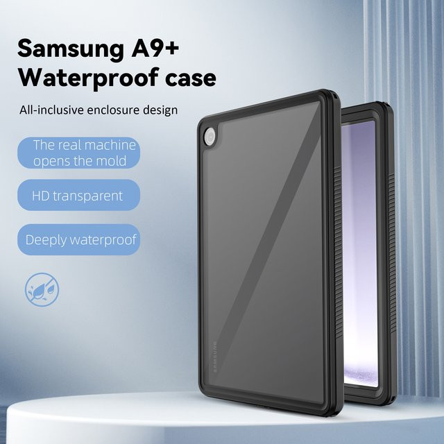 Shellbox Wasserdichte Schutzhülle für Samsung Galaxy Tab A9 Plus in Schwarz mit 360 Grad Schutz vor Staub, Tropfen und Kratzern - Bild 1