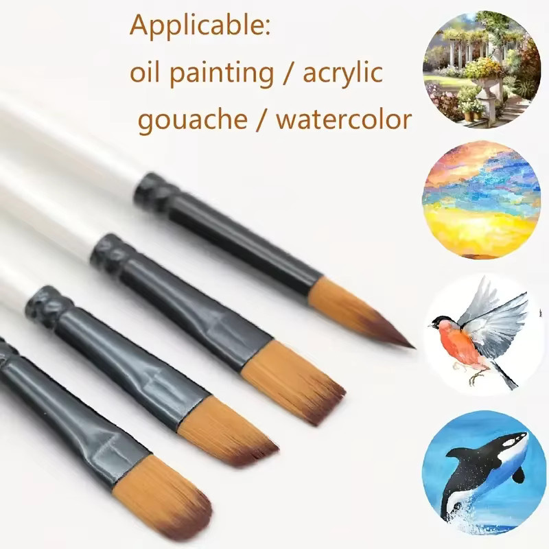6-teiliges Pinselset für Künstler und Anfänger zur Acryl-, Öl-, Aquarell- und Gouachemalerei - Bild 4