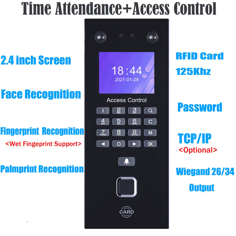 LUCKING DOOR Intelligentes Zugangskontrollsystem mit Gesichtserkennung, Fingerabdruck-Scanner und Passwortfunktion in Schwarz - Bild 6