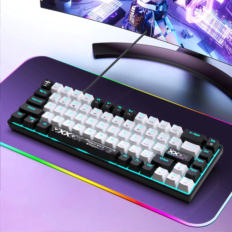 HXSJ Mechanische Gaming-Tastatur mit blauen Schaltern, 68 Tasten, Weiß - Bild 4