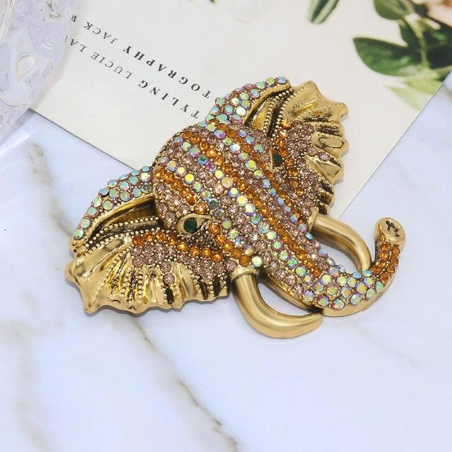 YIRAN Brosche Elefant, Strass, Damen, beige - Bild 1
