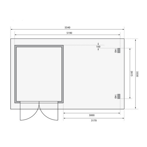KARIBU Gartenhaus Bastrup 5 aus Holz in Beige mit B/H/T: 519 x 222 x 297 cm - Bild 2
