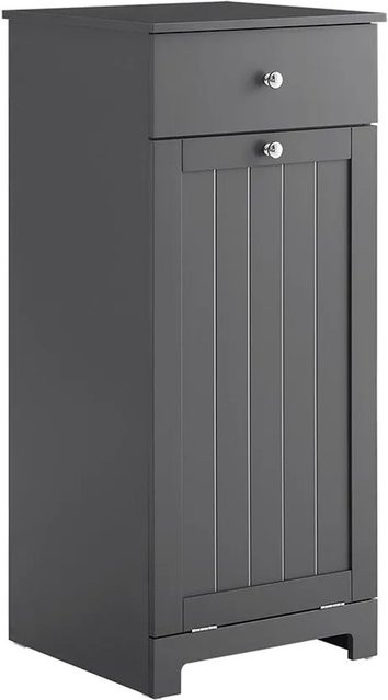 SoBuy Wäscheschrank mit Wäschekorb und Schublade, Badezimmerschrank in Grau, B/T/H: 40 x 38 x 90 cm - Bild 1