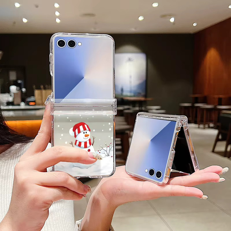 Samsung Galaxy Z Flip Hard Cover mit Schneemann Motiv in Transparent - Bild 3