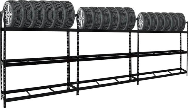 PROREGAL Reifenregal Tiger XL Schwarz aus Stahl, H x B x T: 200 x 180 x 45 cm - Bild 1