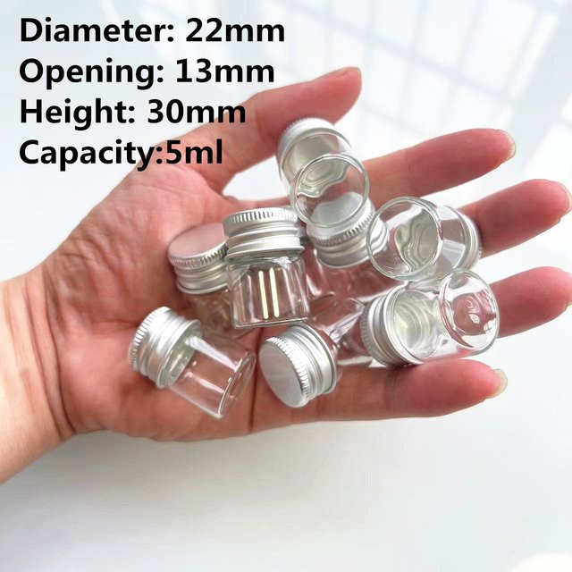 Transparente Mini-Glasflaschen mit silbernem Schraubverschluss, 5 ml Volumen, Set mit 50 oder 105 Stück - Bild 1