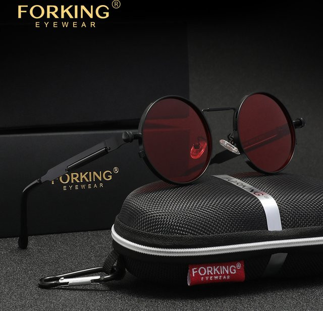 FORKING Sonnenbrille, rund, Vollrand, Metall, schwarz, Unisex - Bild 1