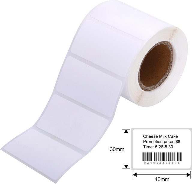 Koogeelife Thermo-Etikettenpapier selbstklebend, wasserfest und ölbeständig, braun, B: 40 mm, H: 30 mm, 200 Stück - Bild 1