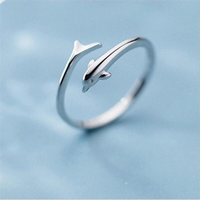 YIRAN Jewelry Ring, 925 Silber, Delphin Fisch, Damen - Bild 1