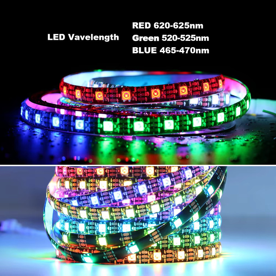 YNL WS2812B RGBIC LED-Streifen DC5V, individuell adressierbare SMD LED-Leuchten, IP30, Multicolour - Bild 5