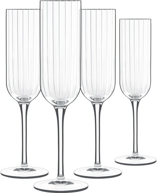 Luigi Bormioli Sektgläser Bach Champagnerflöten transparent gestreift 4er Set 210 ml - Bild 1