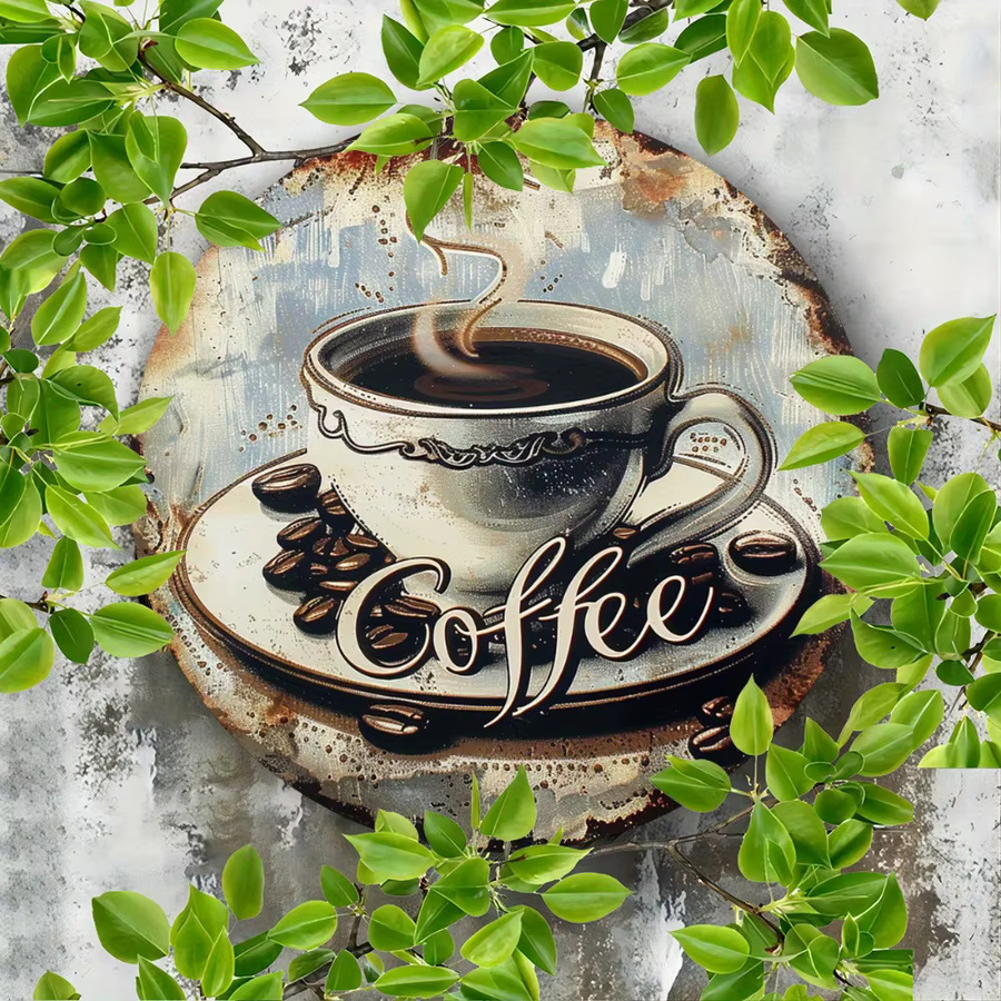 CIFBUY Vintage Coffee Time Retro-Metallschild aus Aluminium, quadratische Wandkunst in Multicolour, Breite: 20,32 cm, Höhe: 20,32 cm, Tiefe: 0,1 cm - Bild 3