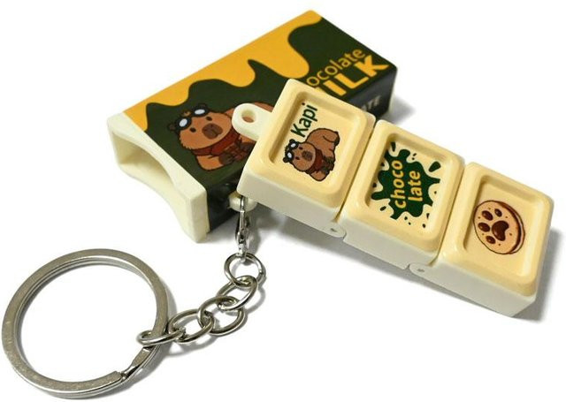 Capybara Schokoriegel Fidget Spielzeug Schlüsselanhänger, Biegsames Schnapp Sensorik Spielzeug, Tragbarer Stressabbau Taschenanhänger - Bild 1