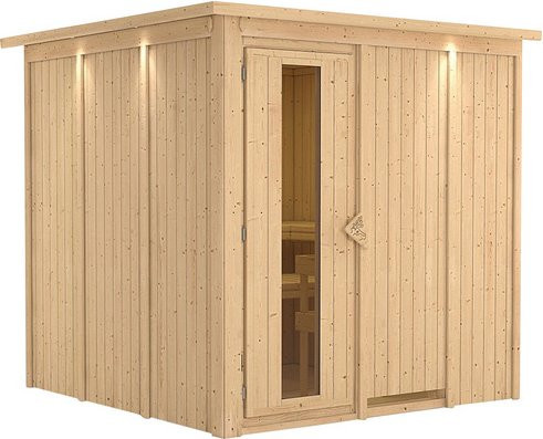 Karibu Sauna Valga für 4 Personen aus Fichte in Beige/Braun, B/T/H: 210 x 202 x 210 cm - Bild 1
