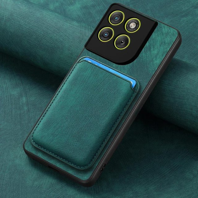 Magnetische Lederhülle für Motorola Edge 70 X70 Air in Grün mit Kartensteckplatz und Geldbörsenfunktion - Bild 1