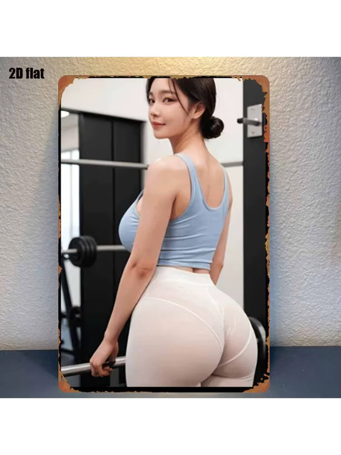 CIFBUY Vintage Metallblechschild Fitness Frauen Wanddekoration Mehrfarbig - Bild 5