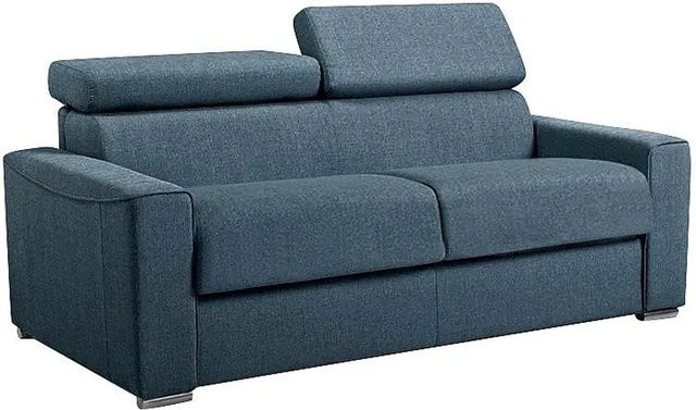 Schlafsofa Vizir von Vente-unique in Blau, modern gepolstert mit Stoffbezug, Breite: 196 cm - Bild 1